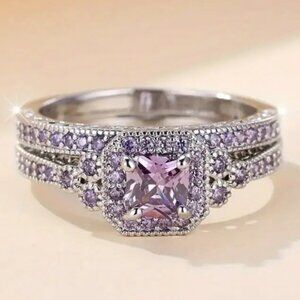 1.25 Carat Lab Created Cubic Zirconia & 14k Electro Plated Wedding Ring Set